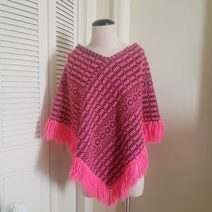 Electric Pink Peruvian Poncho AUTHENTIC